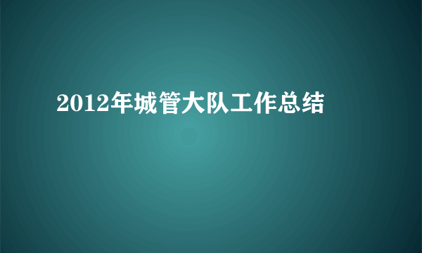 2012年城管大队工作总结