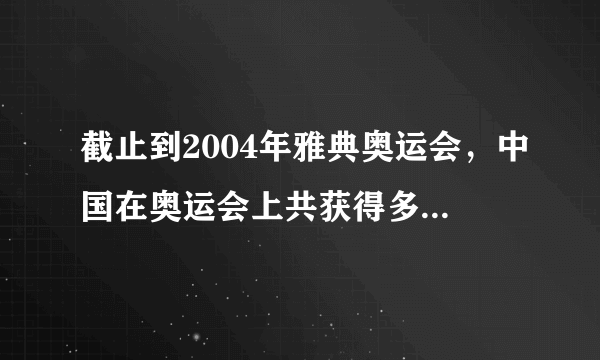 截止到2004年雅典奥运会，中国在奥运会上共获得多少枚金牌？