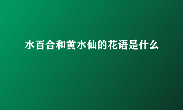 水百合和黄水仙的花语是什么