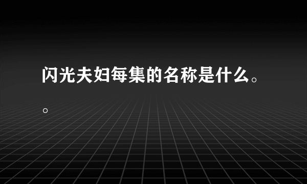 闪光夫妇每集的名称是什么。。