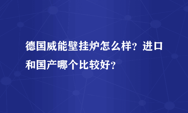 德国威能壁挂炉怎么样？进口和国产哪个比较好？