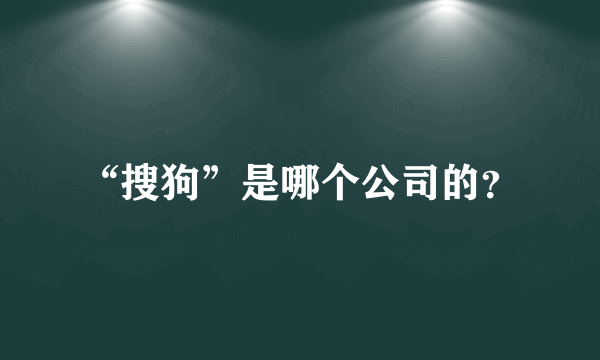 “搜狗”是哪个公司的？