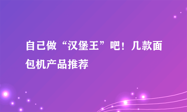 自己做“汉堡王”吧！几款面包机产品推荐