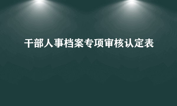 干部人事档案专项审核认定表