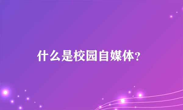 什么是校园自媒体？