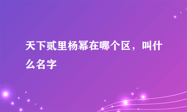 天下贰里杨幂在哪个区，叫什么名字