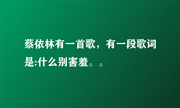 蔡依林有一首歌，有一段歌词是:什么别害羞。。