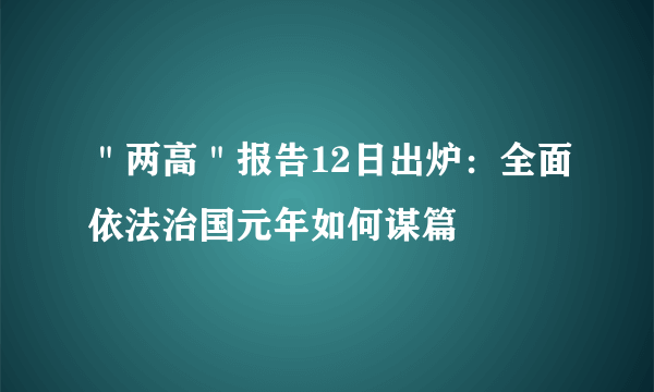 ＂两高＂报告12日出炉：全面依法治国元年如何谋篇