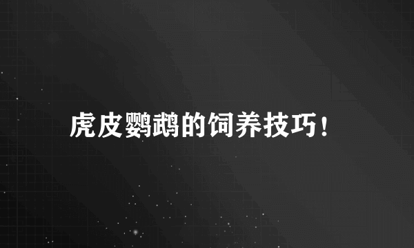 虎皮鹦鹉的饲养技巧！