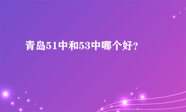 青岛51中和53中哪个好？