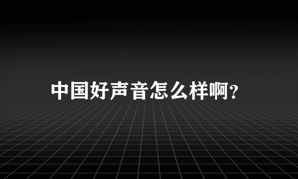 中国好声音怎么样啊？