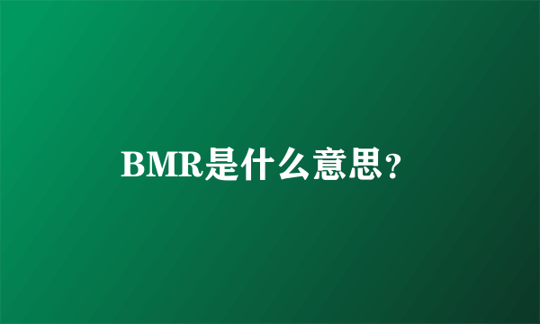 BMR是什么意思？