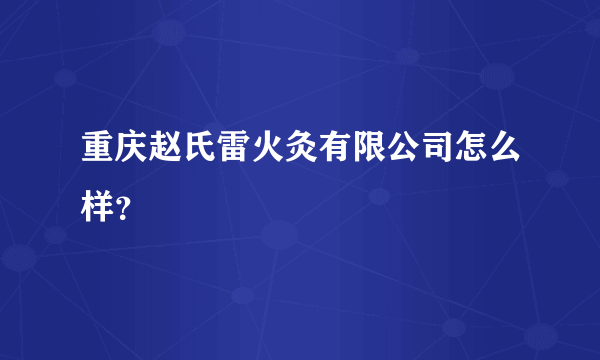 重庆赵氏雷火灸有限公司怎么样？