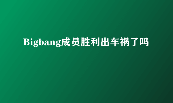 Bigbang成员胜利出车祸了吗