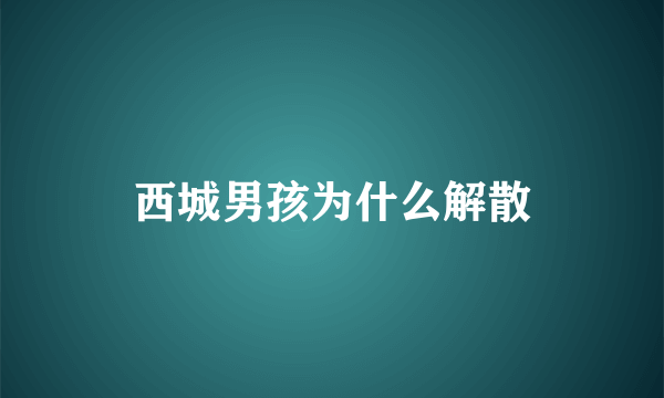 西城男孩为什么解散