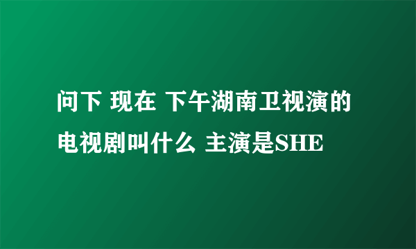 问下 现在 下午湖南卫视演的电视剧叫什么 主演是SHE