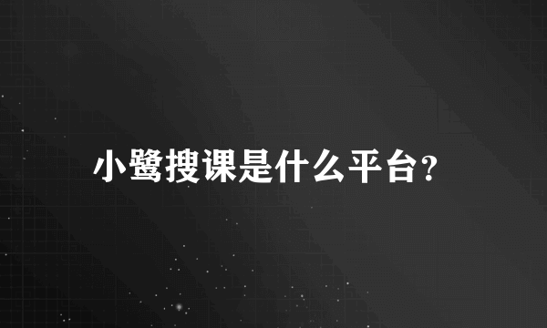 小鹭搜课是什么平台？