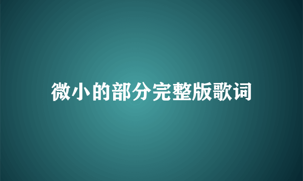 微小的部分完整版歌词