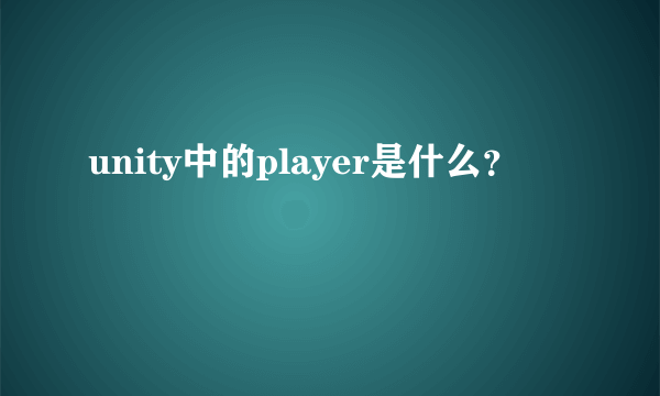 unity中的player是什么？