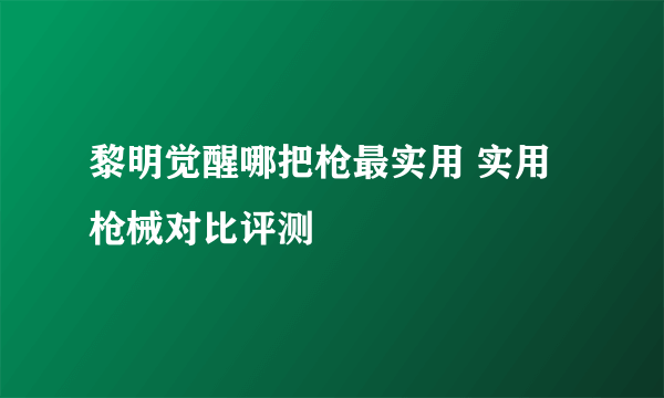 黎明觉醒哪把枪最实用 实用枪械对比评测