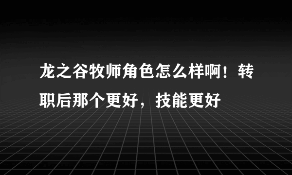 龙之谷牧师角色怎么样啊！转职后那个更好，技能更好