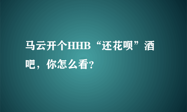 马云开个HHB“还花呗”酒吧，你怎么看？