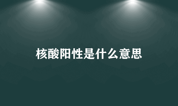 核酸阳性是什么意思