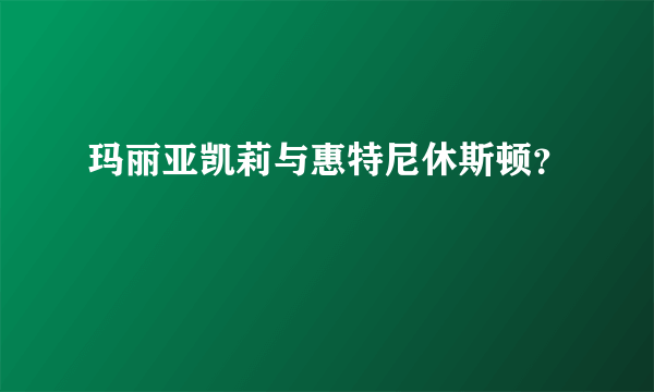 玛丽亚凯莉与惠特尼休斯顿？