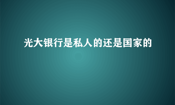 光大银行是私人的还是国家的