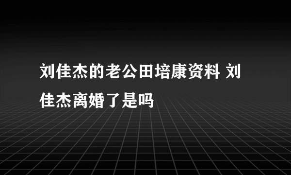 刘佳杰的老公田培康资料 刘佳杰离婚了是吗