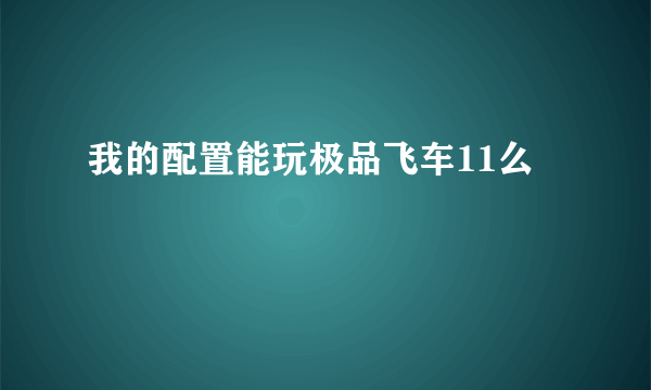 我的配置能玩极品飞车11么