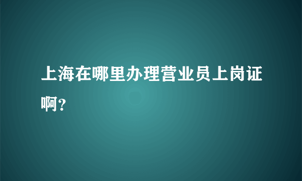 上海在哪里办理营业员上岗证啊？