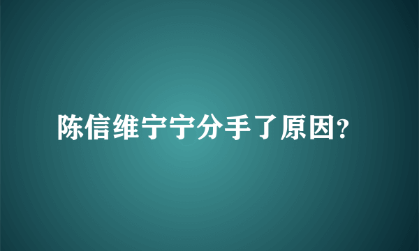 陈信维宁宁分手了原因？