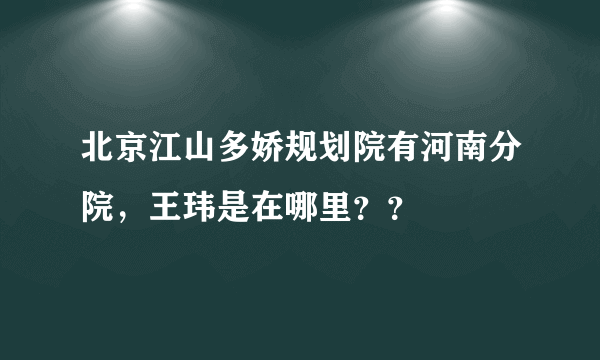 北京江山多娇规划院有河南分院，王玮是在哪里？？