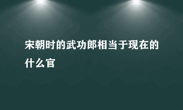 宋朝时的武功郎相当于现在的什么官