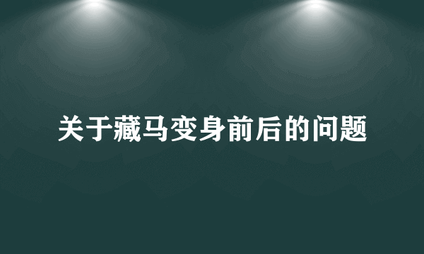 关于藏马变身前后的问题