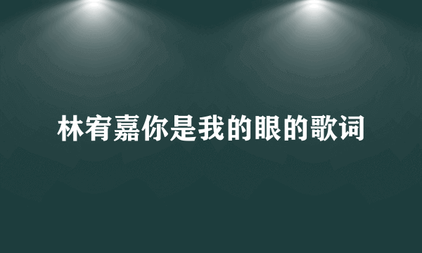 林宥嘉你是我的眼的歌词