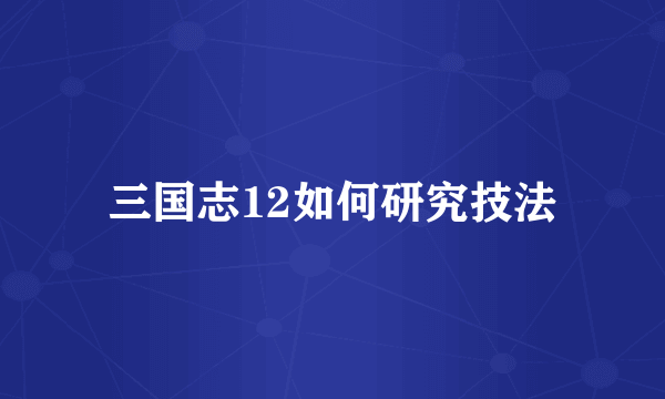 三国志12如何研究技法