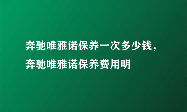 奔驰唯雅诺保养一次多少钱，奔驰唯雅诺保养费用明