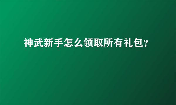 神武新手怎么领取所有礼包？