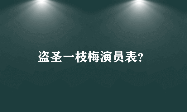 盗圣一枝梅演员表？