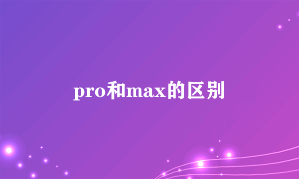 pro和max的区别