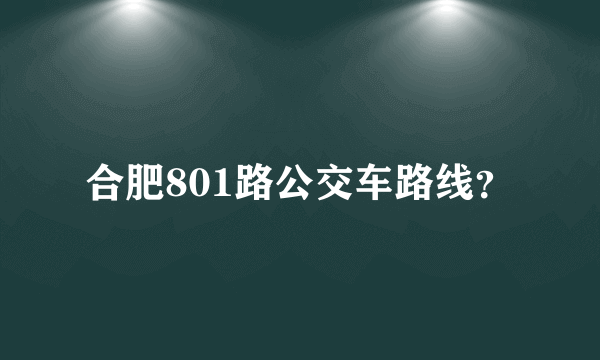 合肥801路公交车路线？