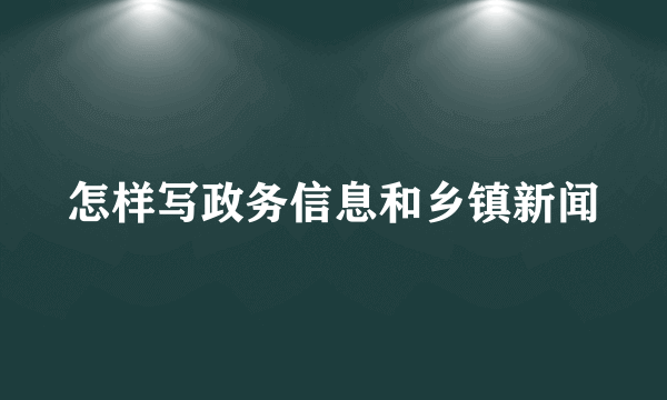 怎样写政务信息和乡镇新闻