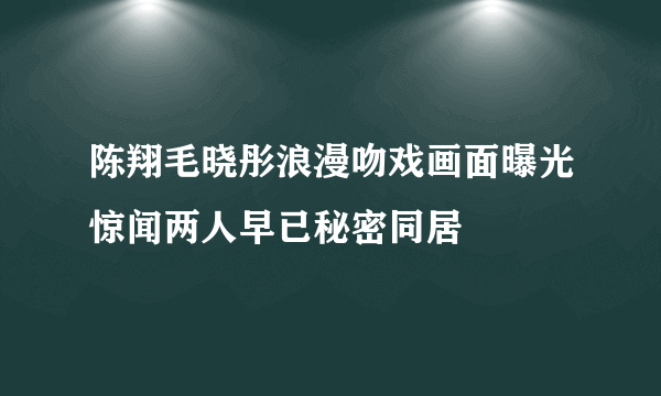 陈翔毛晓彤浪漫吻戏画面曝光惊闻两人早已秘密同居