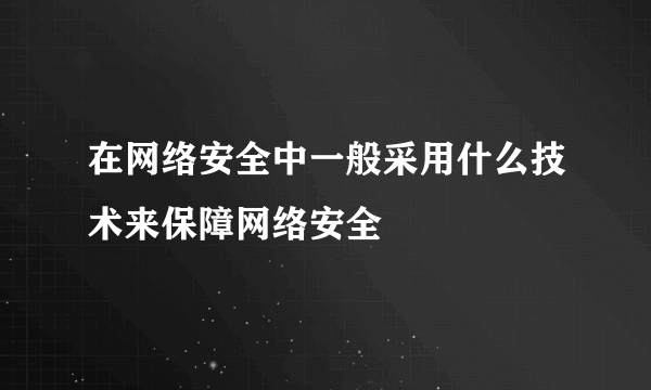 在网络安全中一般采用什么技术来保障网络安全