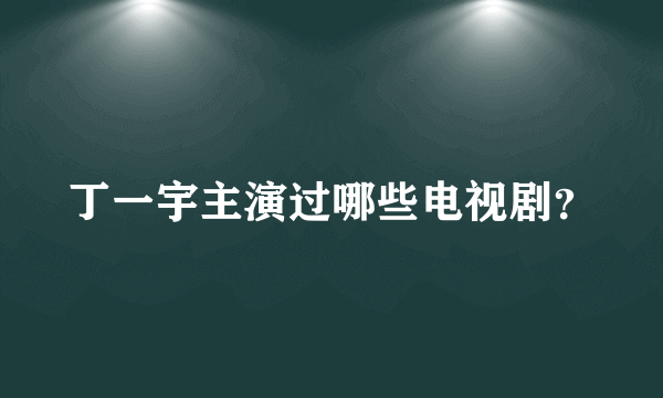 丁一宇主演过哪些电视剧？