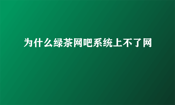 为什么绿茶网吧系统上不了网