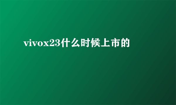 vivox23什么时候上市的