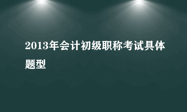 2013年会计初级职称考试具体题型